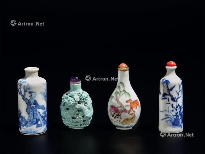 掌中清玩·袖里乾坤——清瓷质鼻烟壶一组四只品鉴
